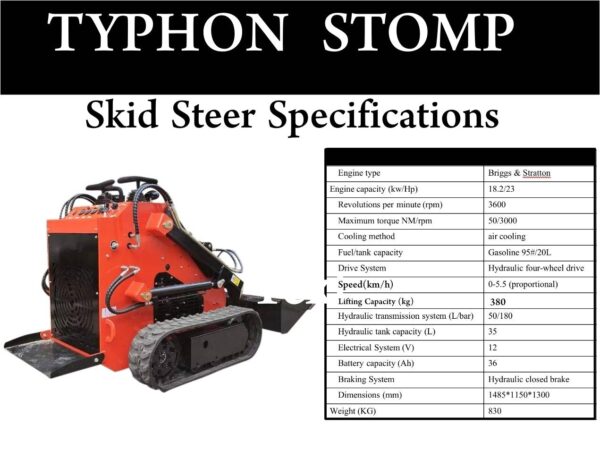 Brand New TYPHON STOMP 1,800lbs Mini Skid Steer 23HP Gas EPA Engine USA - Image 2