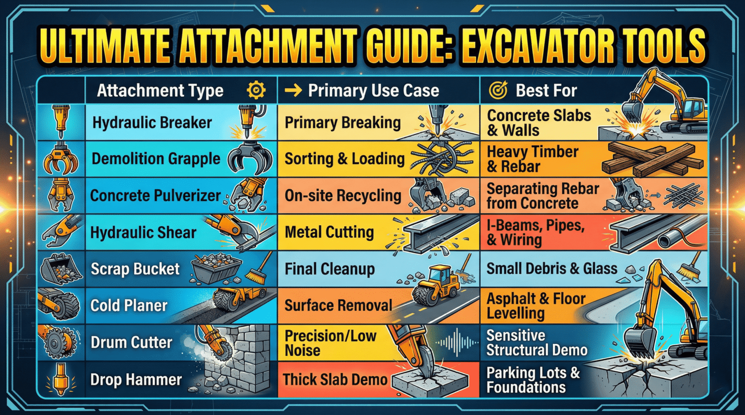 Discover 8 robust Skid Steer Attachments for Demolition Game