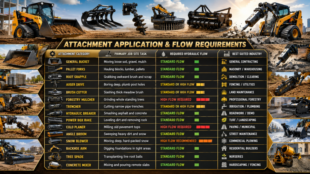 Skid Steer Attachments Table