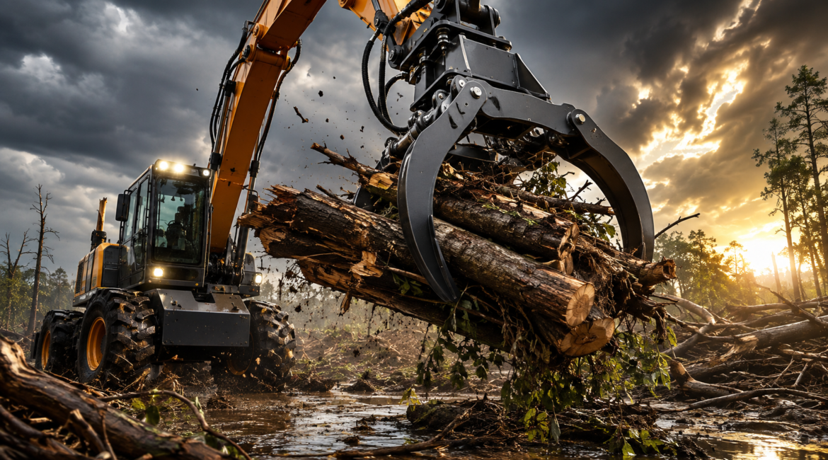 Hydraulic wood grabber