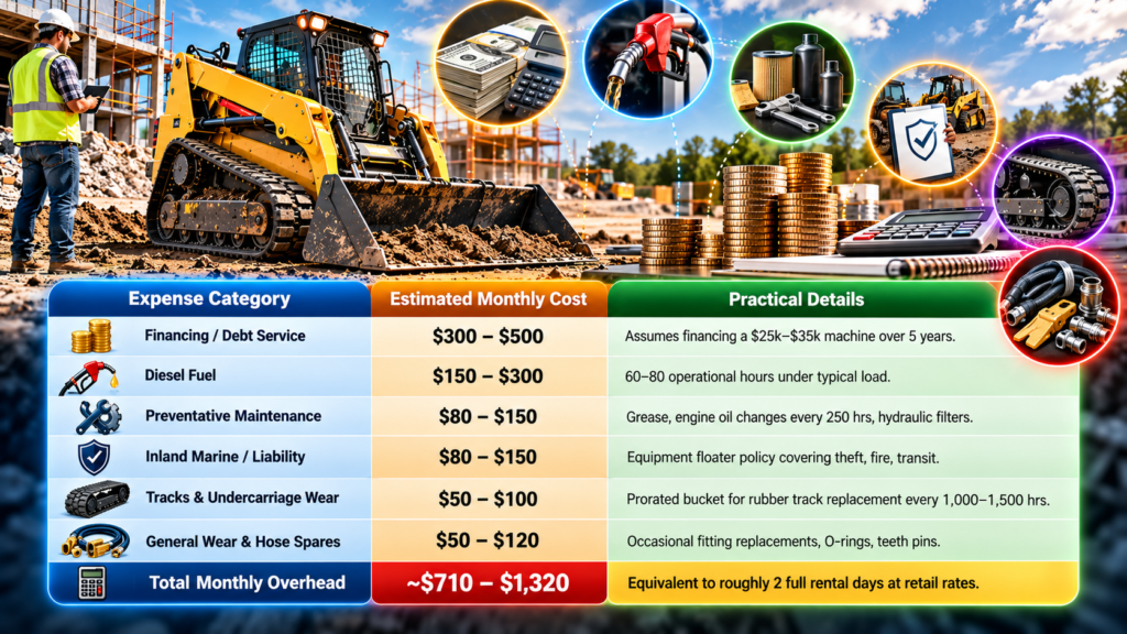 mini skid steer rental vs buying Expenses